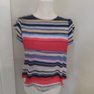 NWT DKNY MULTI COLOR STRIPE BLOUSE SIZE PETITE SMALL SP